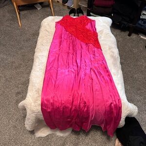 Topshop Pink and Red Lace Chemise